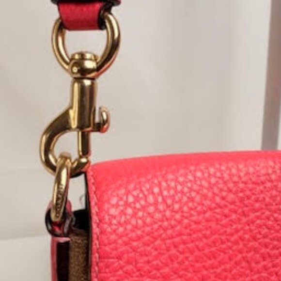 Coach Signature Canvas & Pebbled Leather Crossbody Bag Pink/Khaki, Gold Hardware - Picture 4 of 8